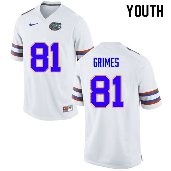 Youth NCAA Florida Gators Trevon Grimes #81 Stitched Authentic Nike White College Football Jersey BOL7165IM